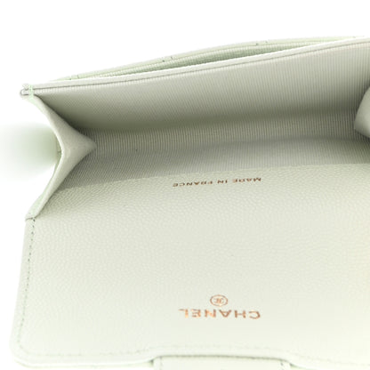 Chanel Caviar Quilted Flap Card Holder Wallet Light Green 5 of 9