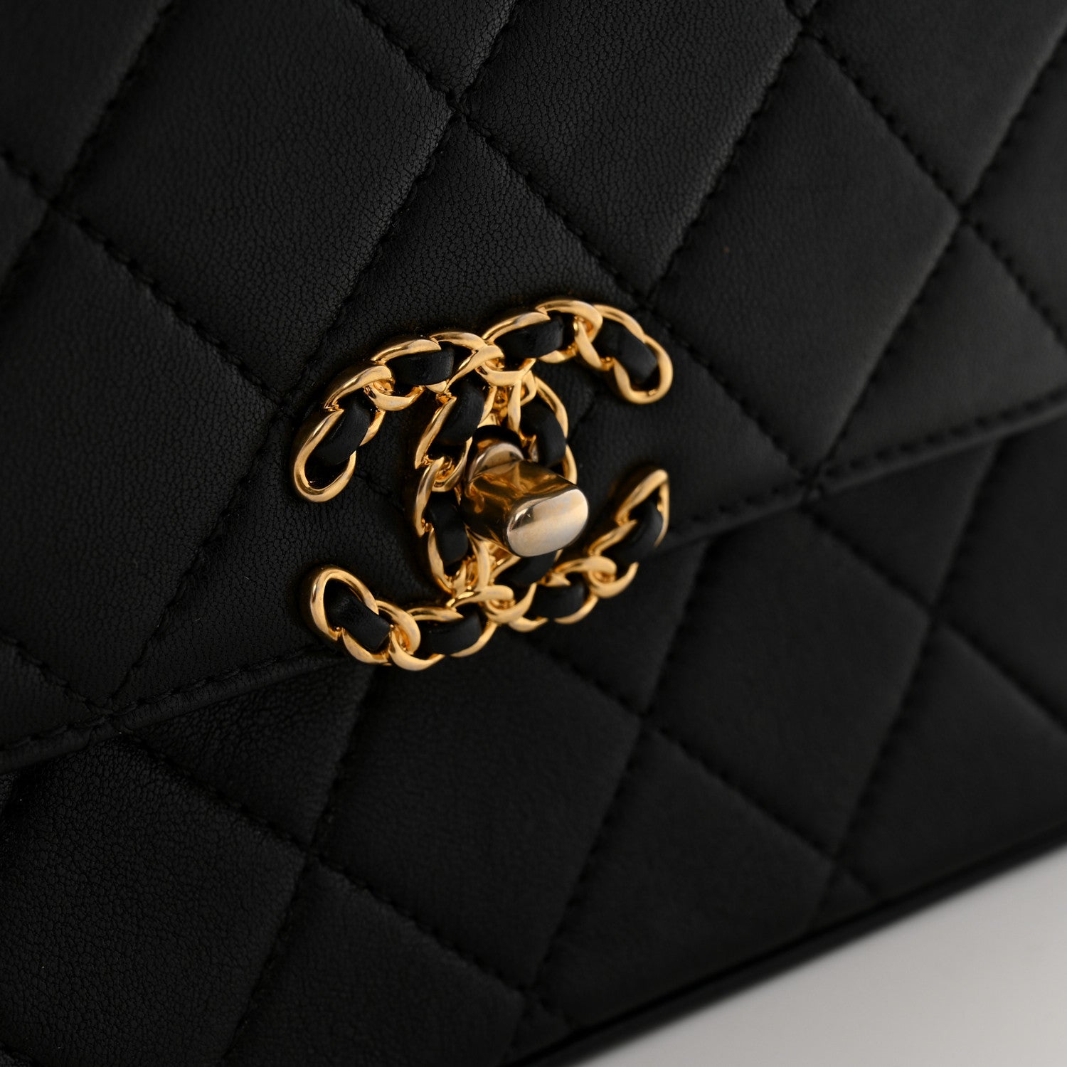 Chanel Lambskin Quilted Small Chain Infinity Top Handle Flap Black 11 of 12