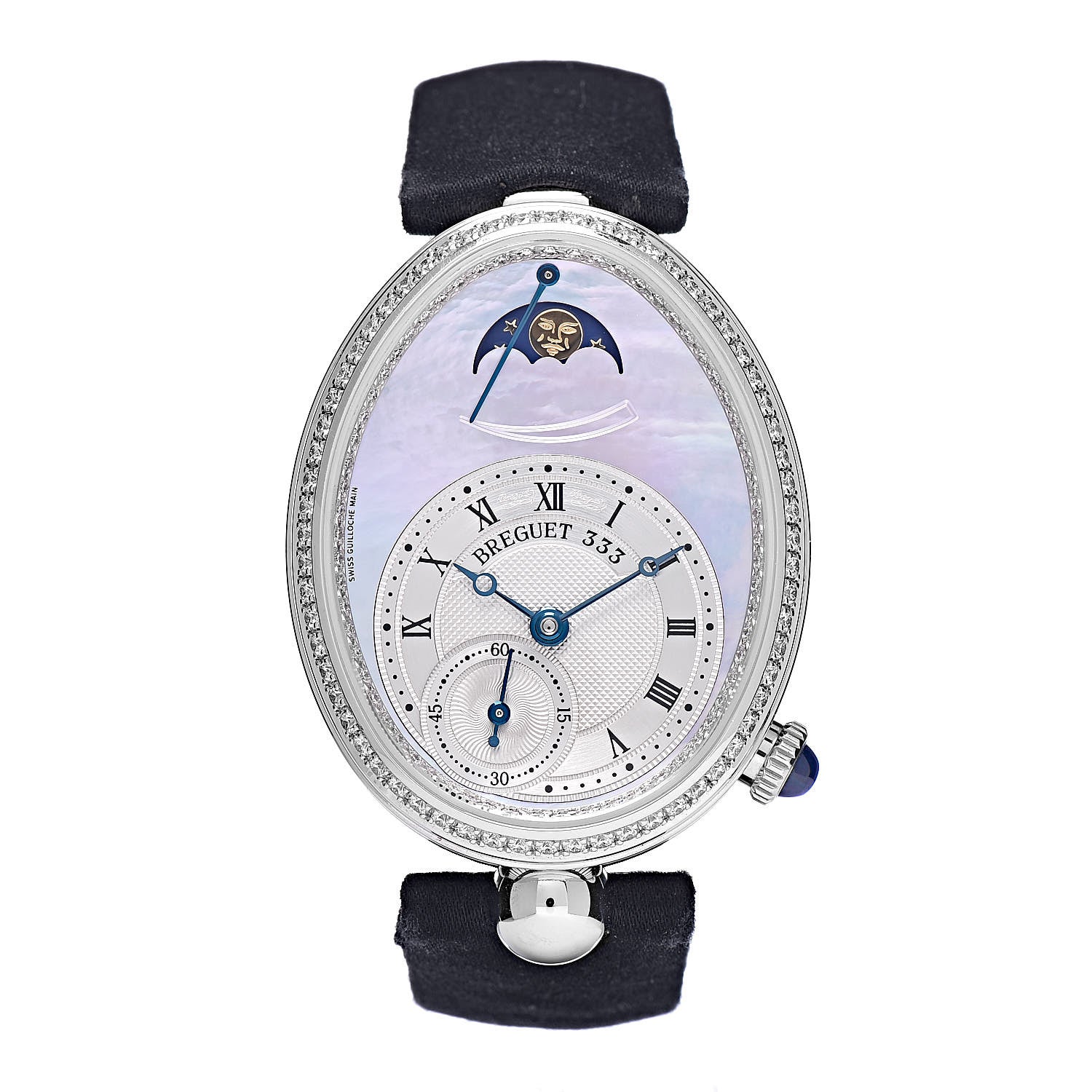 Breguet 18K White Gold Satin Diamond Bezel Mother of Pearl 29mm Reine de Naples Automatic Watch 8908BB/52/864 1 of 11