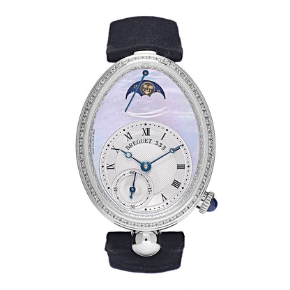 Breguet 18K White Gold Satin Diamond Bezel Mother of Pearl 29mm Reine de Naples Automatic Watch 8908BB/52/864 1 of 11