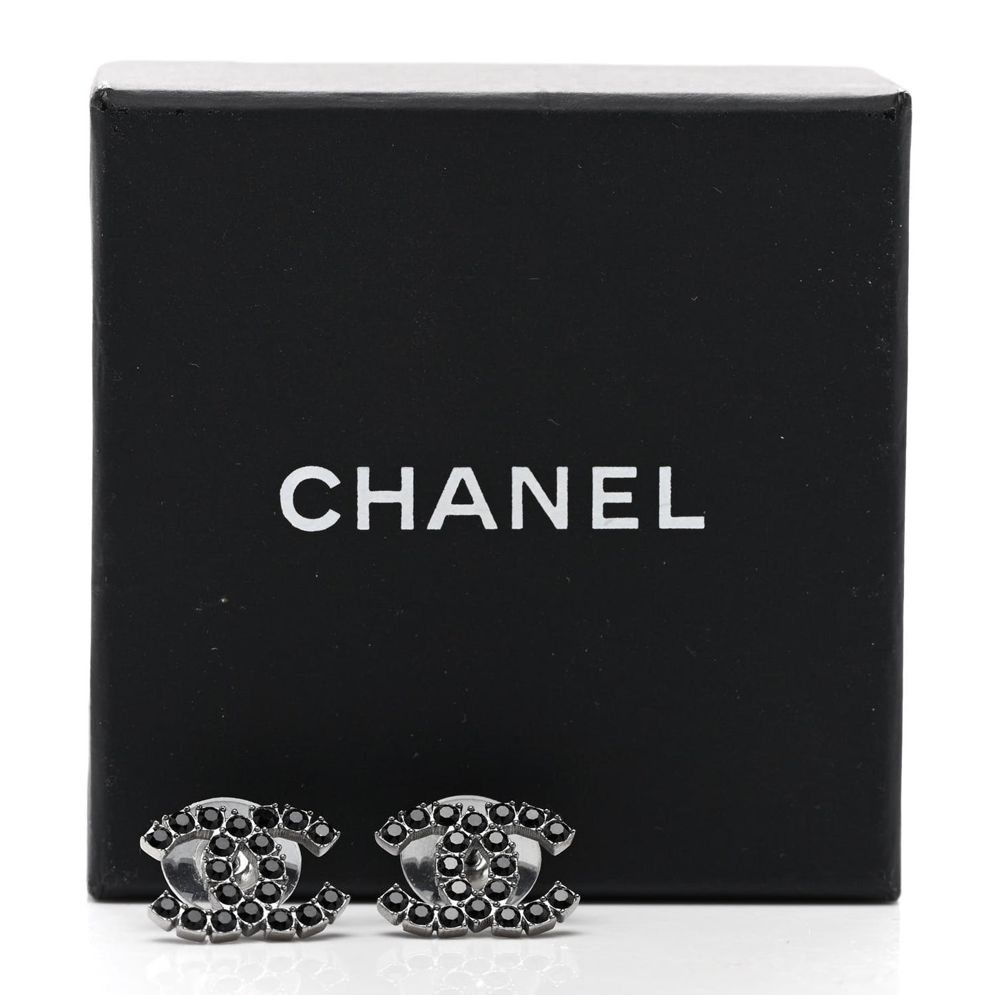 Ruthenium Crystal CC Earrings Silver Black