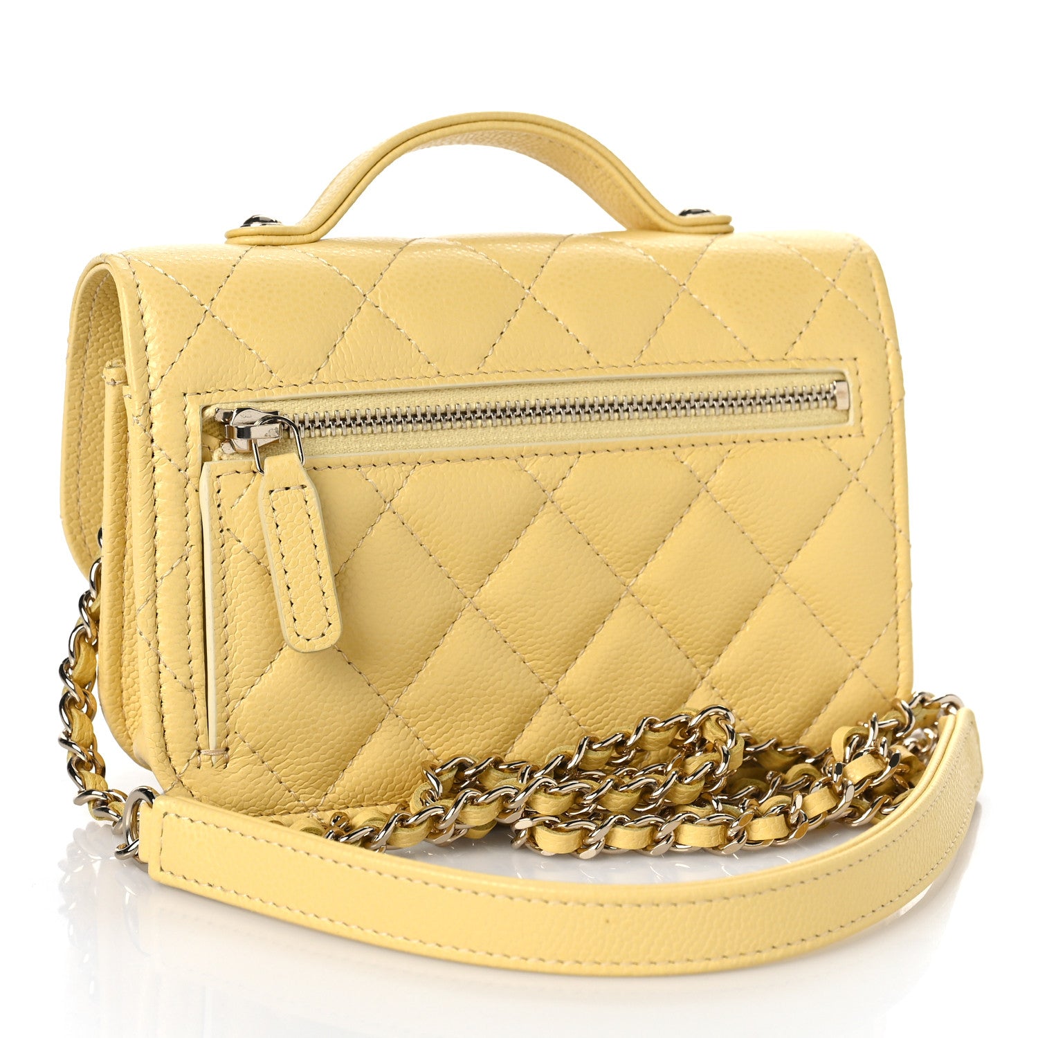 Chanel Caviar Quilted Business Affinity Clutch With Chain Flap Yellow 3 of 11