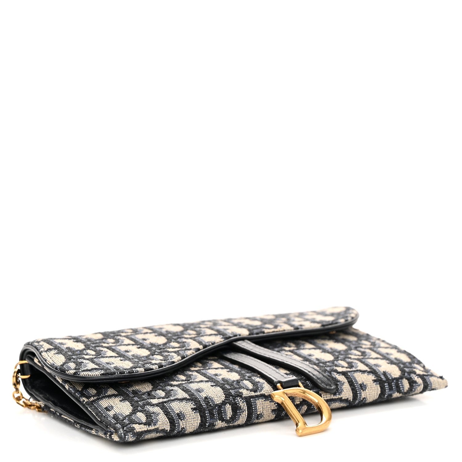 Christian Dior Oblique Saddle Chain Long Wallet Blue 5 of 12