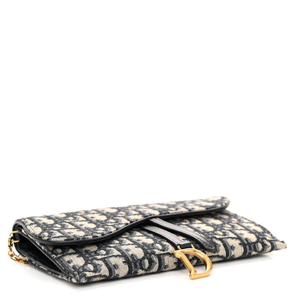 Christian Dior Oblique Saddle Chain Long Wallet Blue 5 of 12
