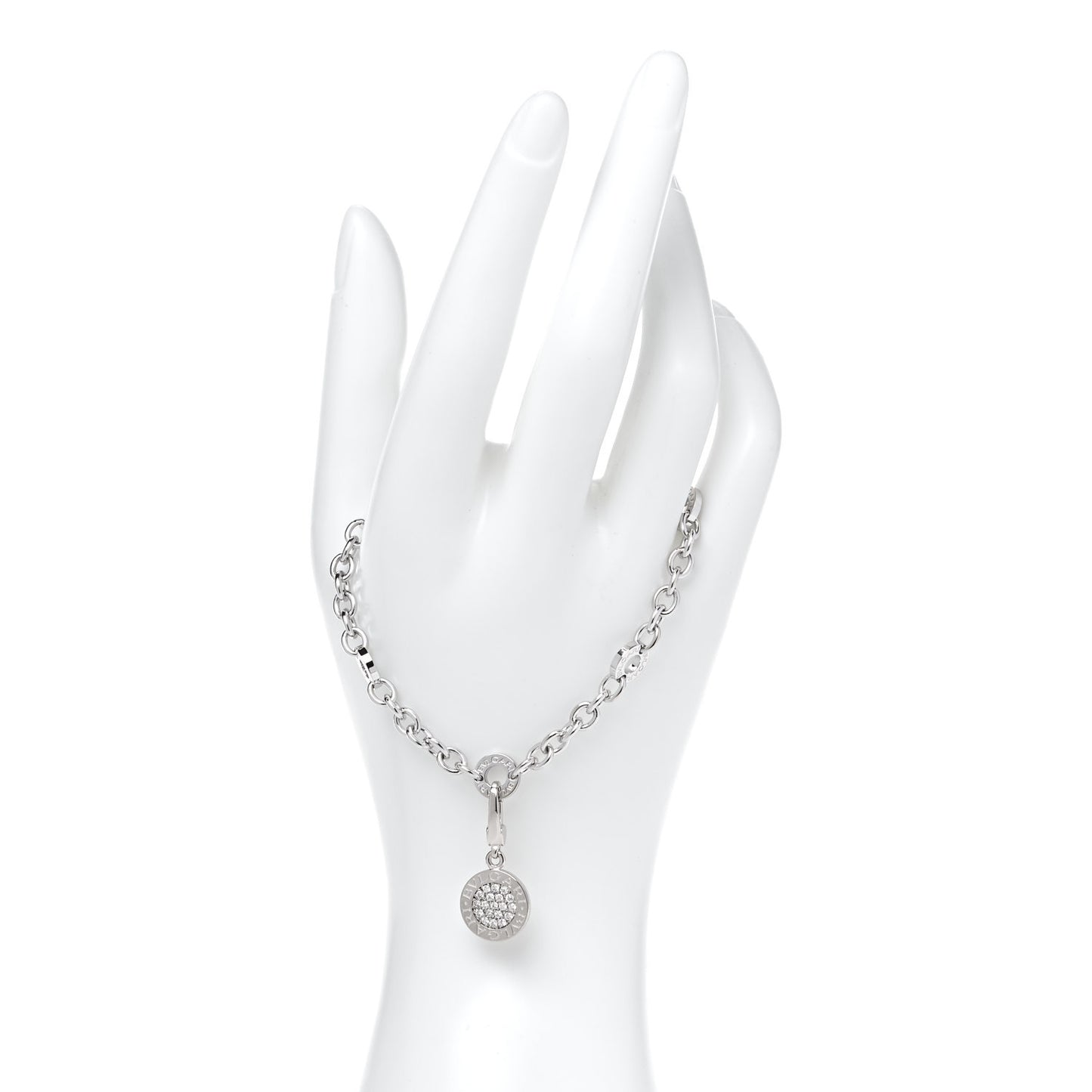 18K White Gold Diamond Disc Charm Bracelet