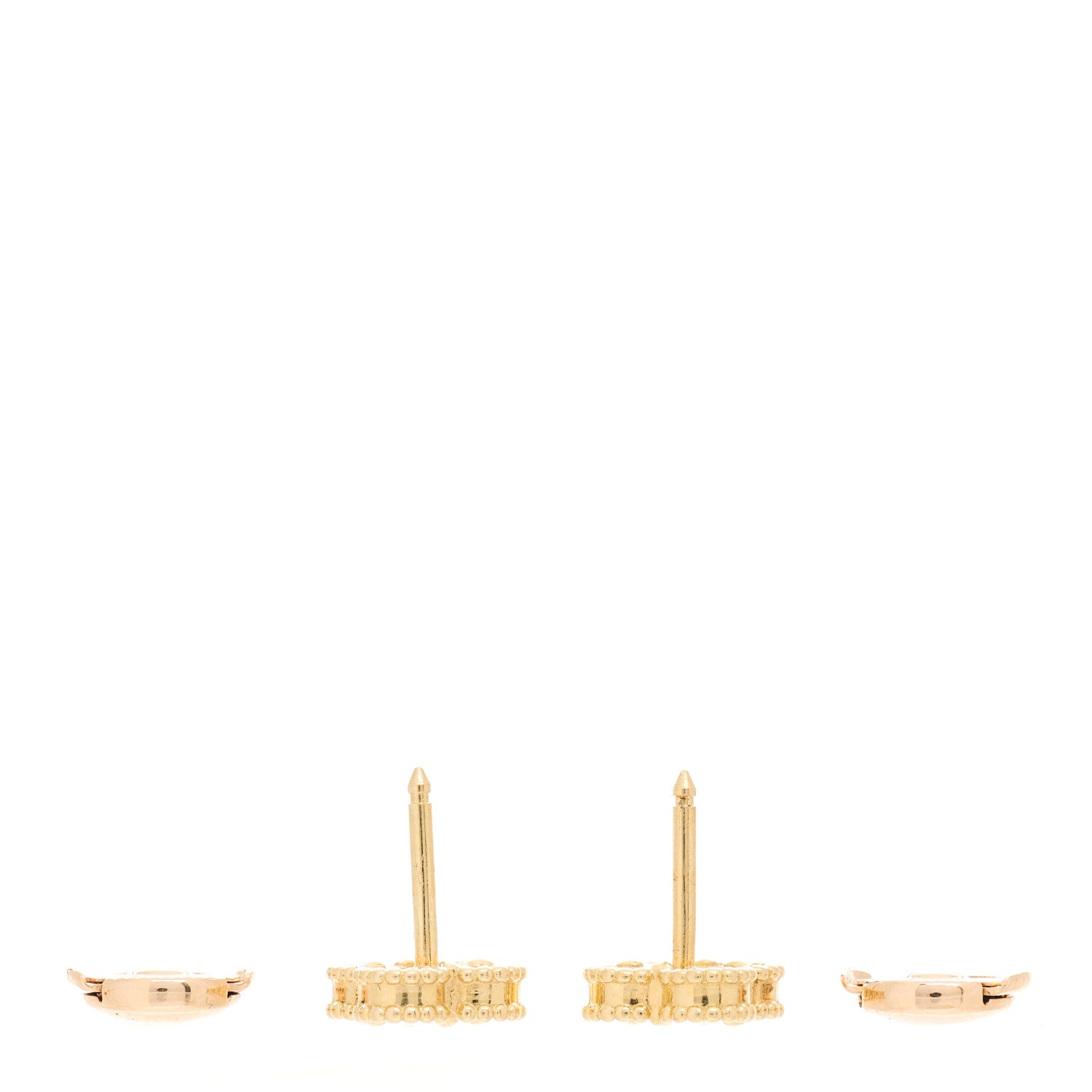 Van Cleef & Arpels 18K Yellow Gold Mother of Pearl Sweet Alhambra Earrings 3 of 4