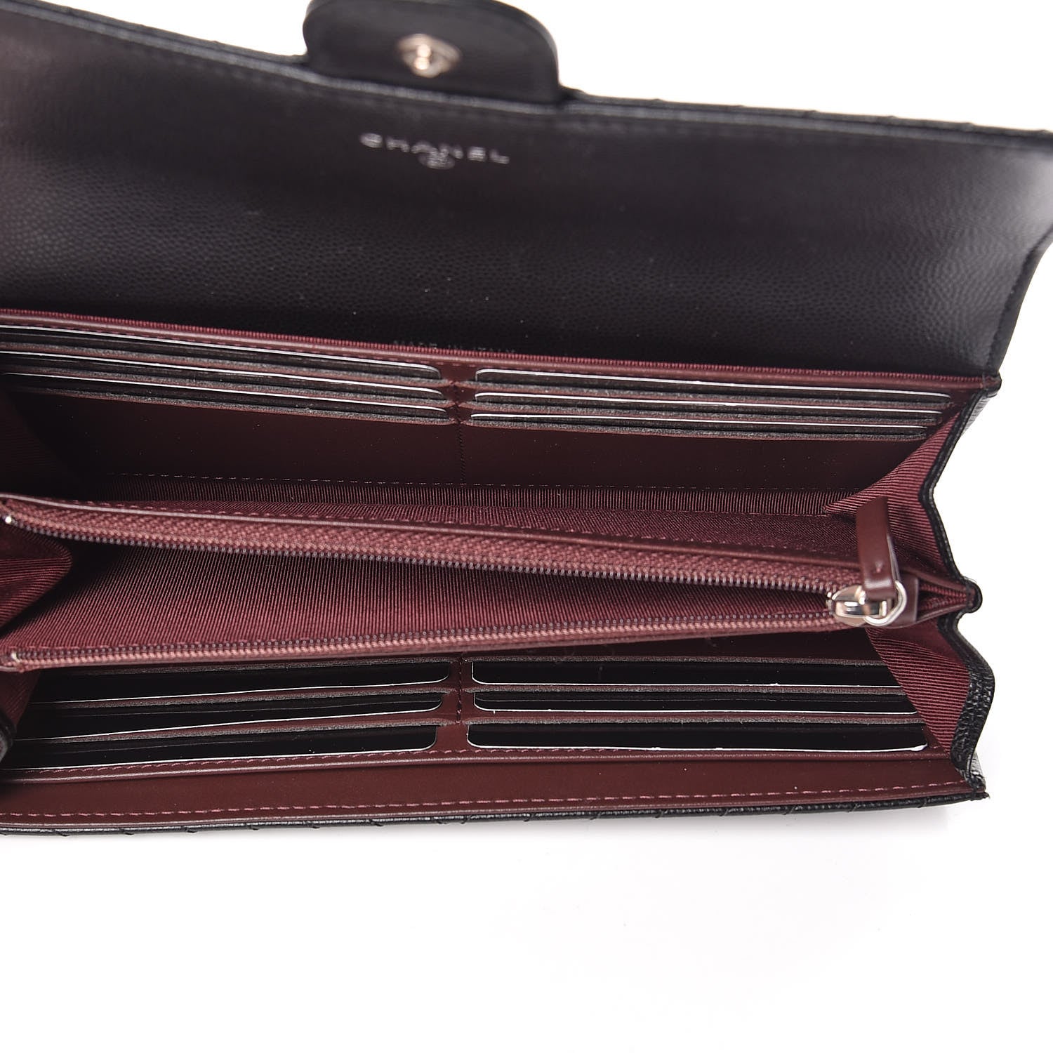 Chanel Caviar Chevron Quilted Large Flap Wallet Black 5 of 10