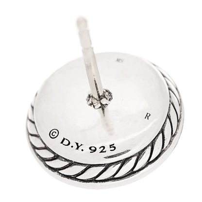 David Yurman Sterling Silver 14K Yellow Gold Diamond Pearl 8mm Cerise Earrings 4 of 5