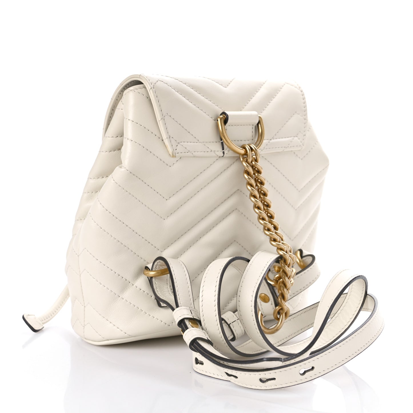 Calfskin Matelasse GG Marmont Flap Backpack White