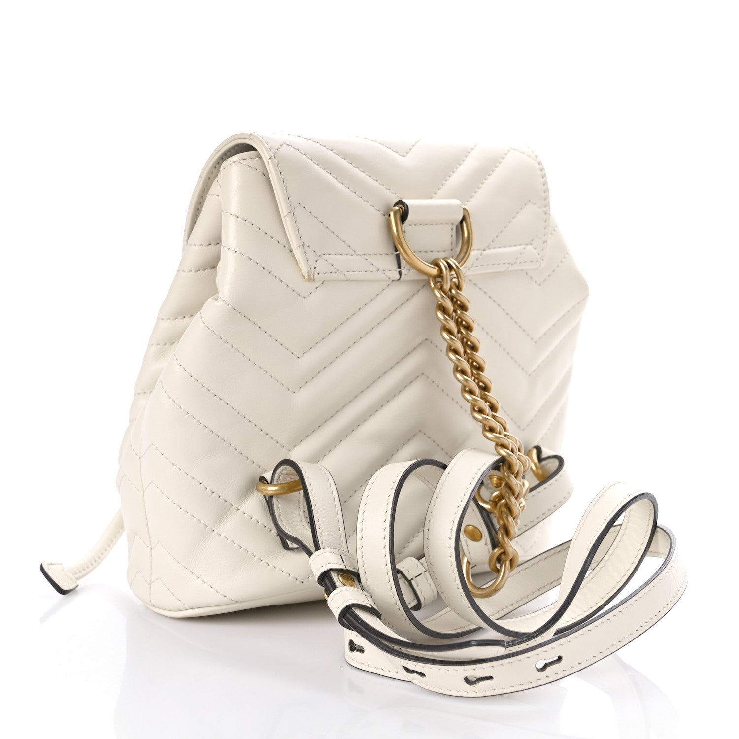 Gucci Calfskin Matelasse GG Marmont Flap Backpack White 4 of 10