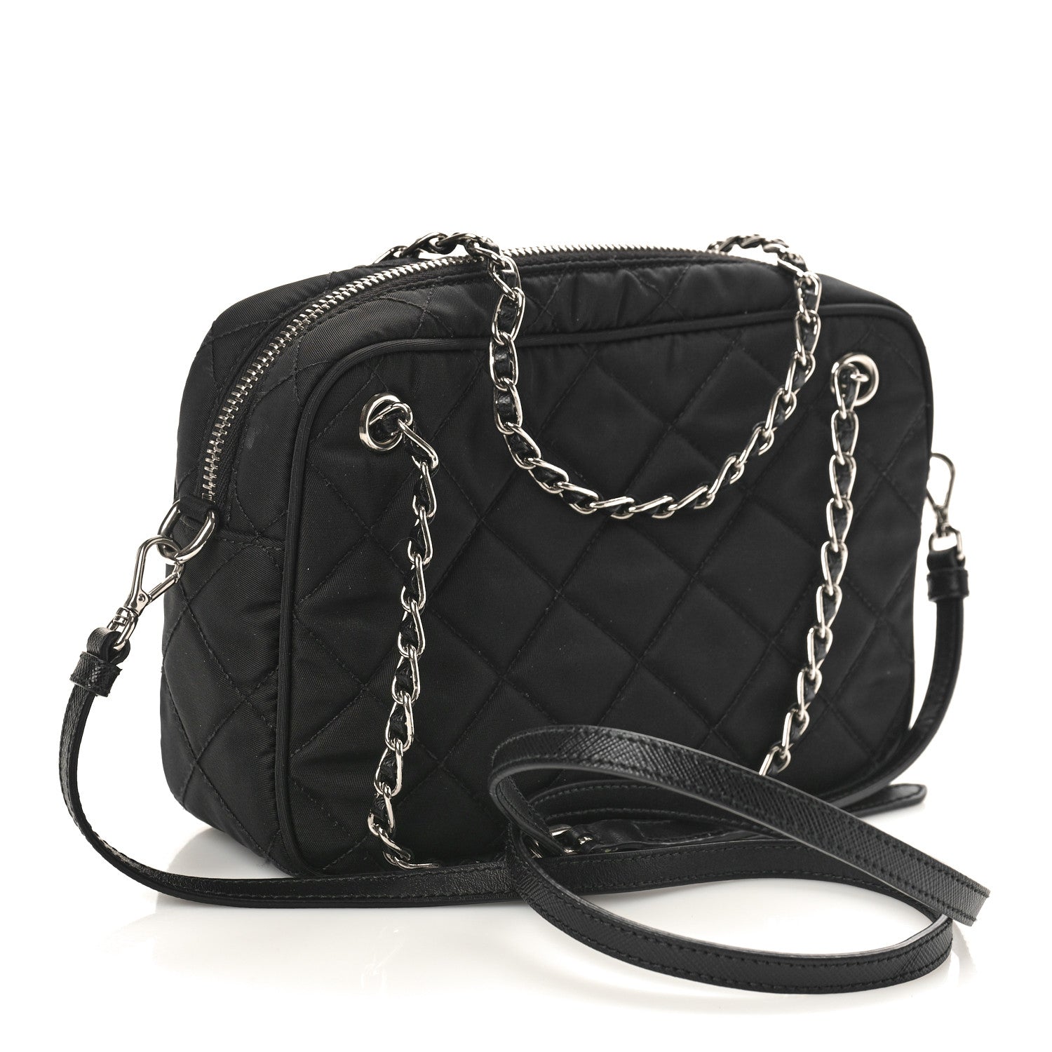Prada Nylon Tessuto Impuntu Quilted Bandoliera Crossbody Bag Black 2 of 9