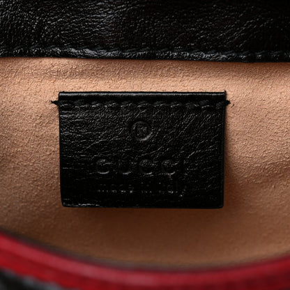Gucci Vintage Effect Calfskin Matelasse Diagonal Striped Super Mini Torchon GG Marmont Shoulder Bag Black Beige 6 of 9