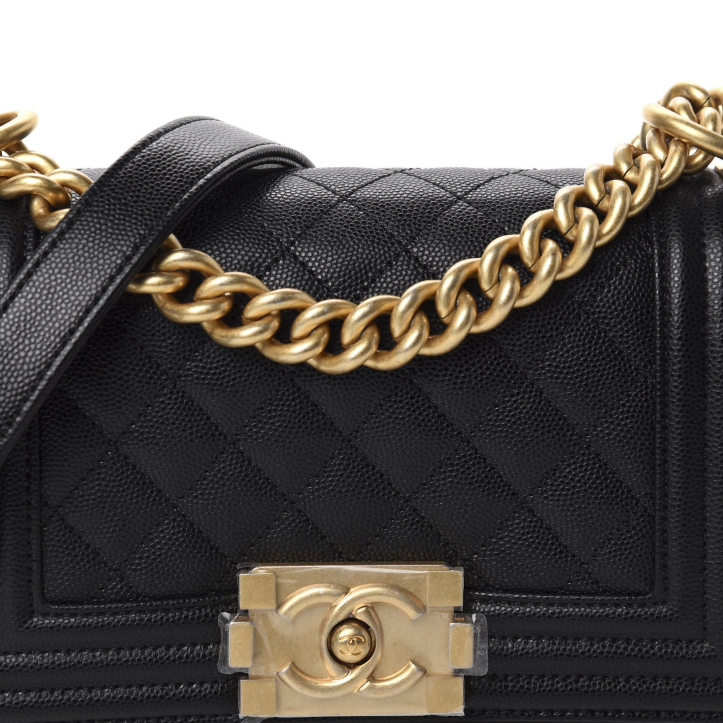 Caviar Quilted Small Boy Flap Black