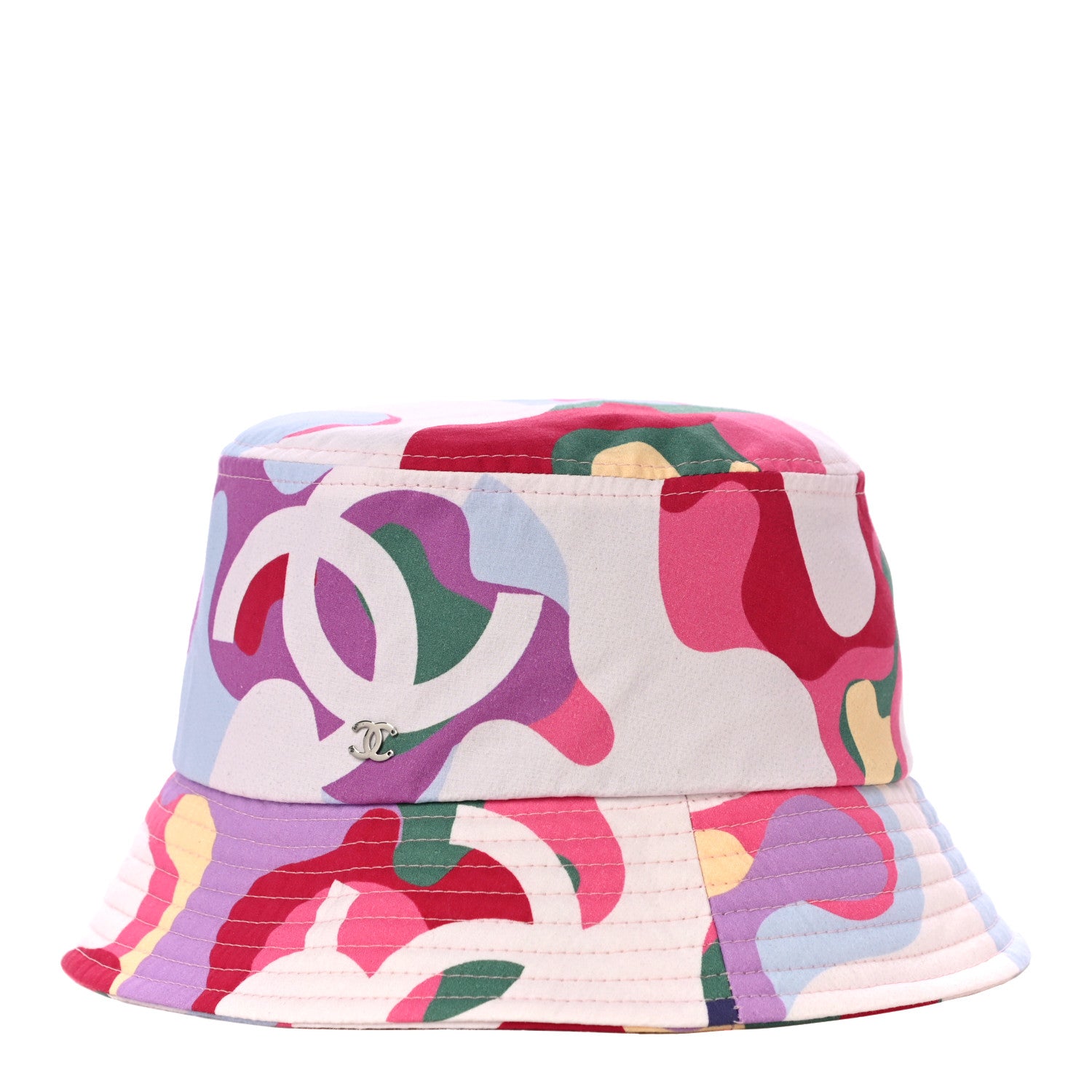 Chanel Cotton Camo Print Bucket Hat M Pink Green Yellow Purple 1 of 6