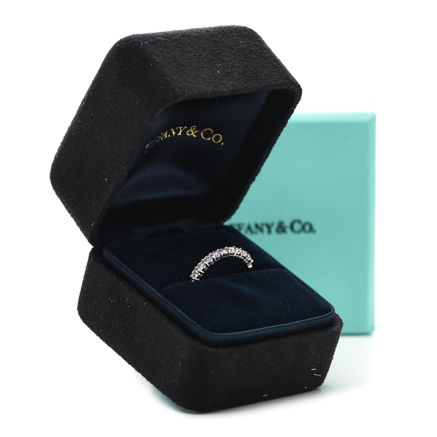 Tiffany Platinum Diamond .27ct 2.2mm Half Circle Embrace Band Ring 47 4 6 of 6