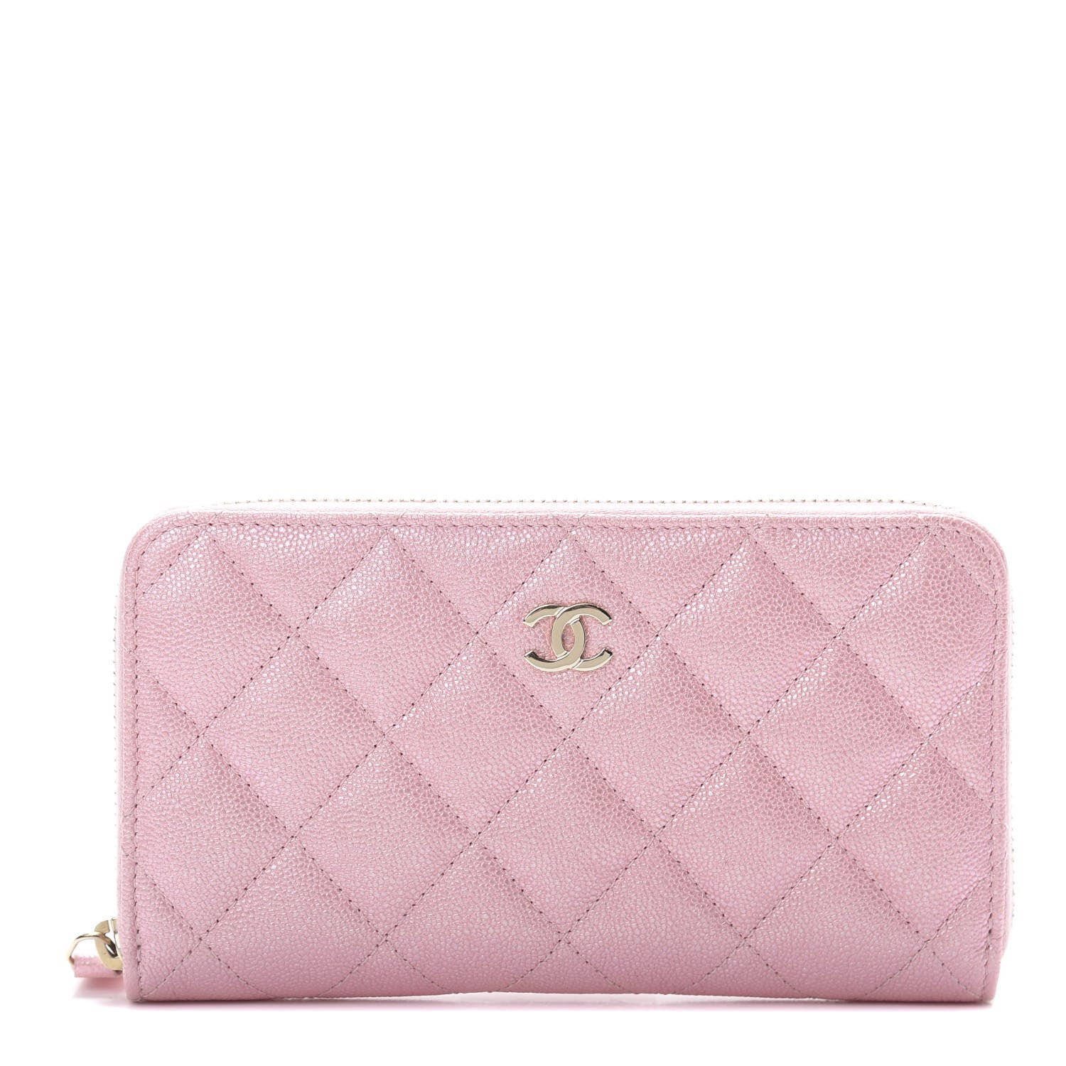 Chanel Iridescent Caviar Quilted Medium Zip Around Wallet Pink 1 of 9