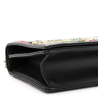 Christian Dior Lambskin Embroidered Medium Diorama Flap Bag Black 8 of 9