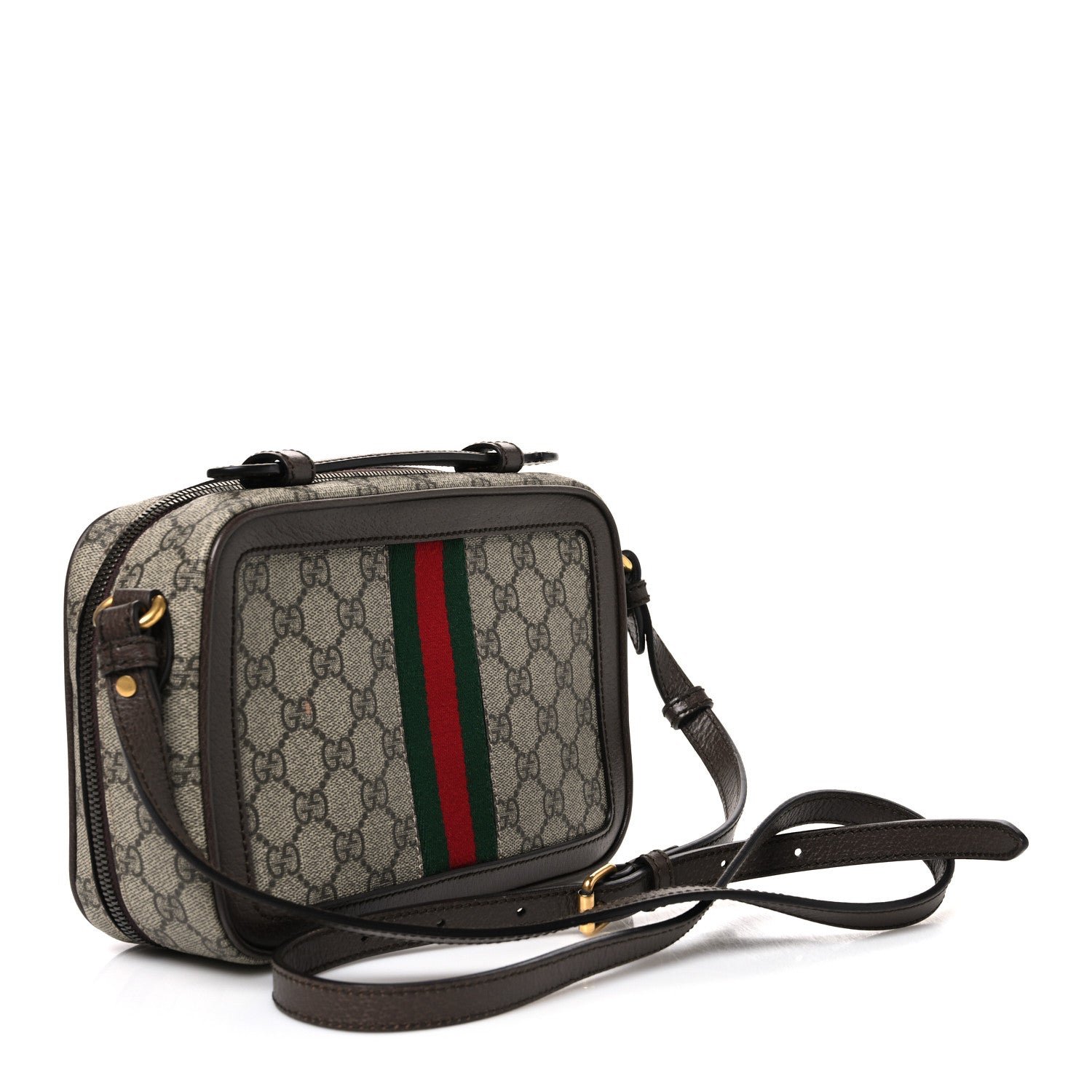 Gucci GG Supreme Monogram Web Small Ophidia Top Handle Shoulder Bag Brown 3 of 11