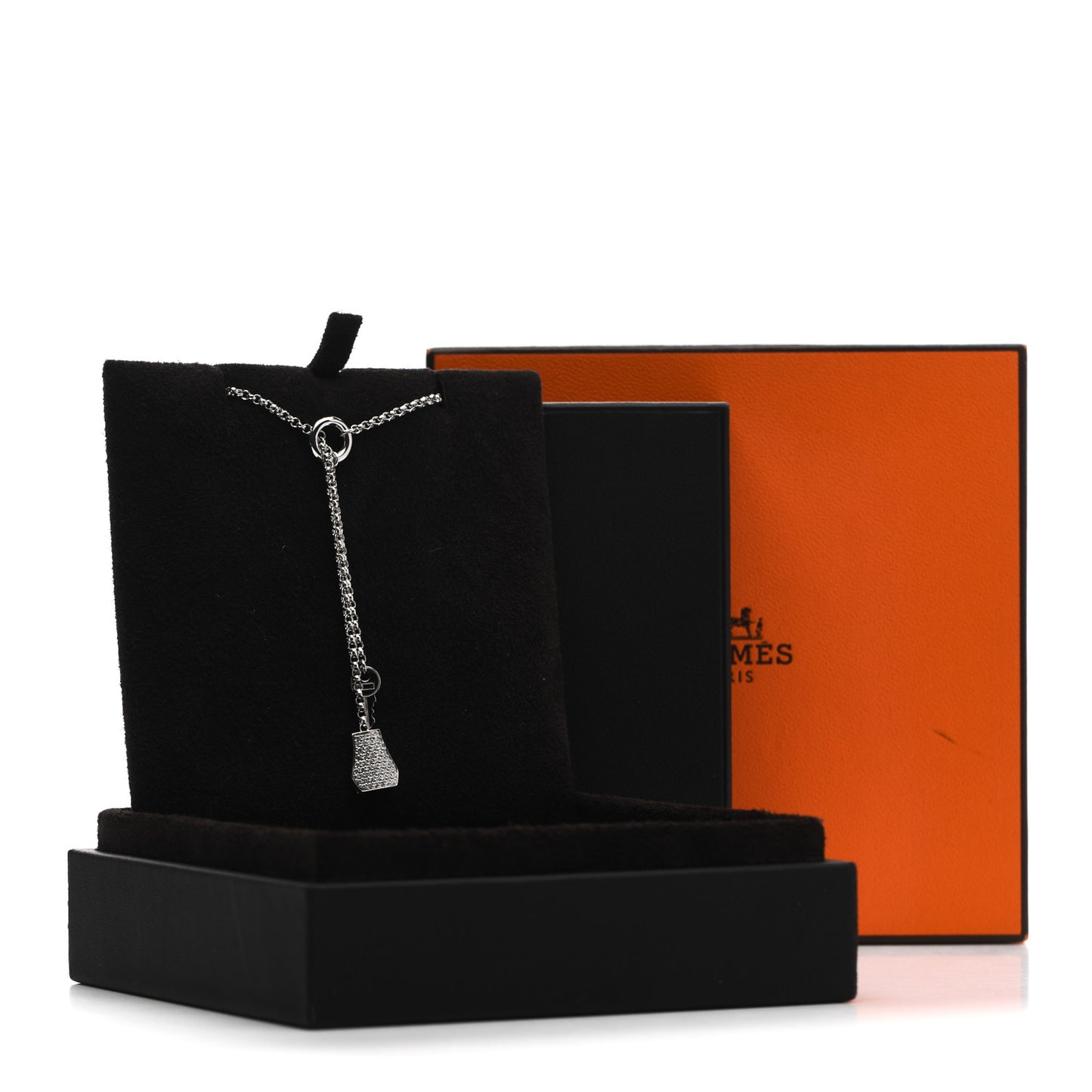 18K White Gold Diamond PM Kelly Clochette Necklace
