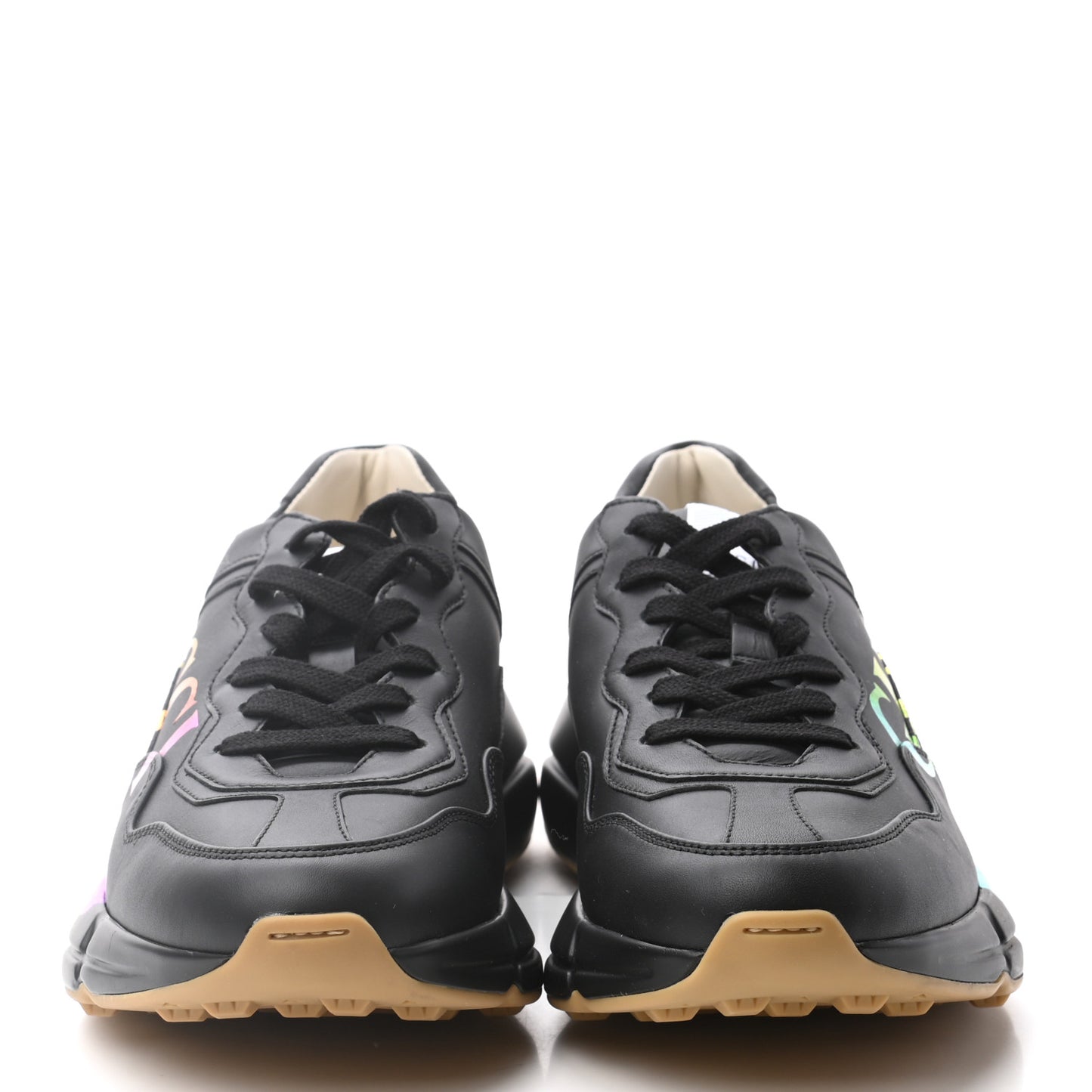 Calfskin Iridescent Logo Womens Rhyton Sneakers 39.5 Black