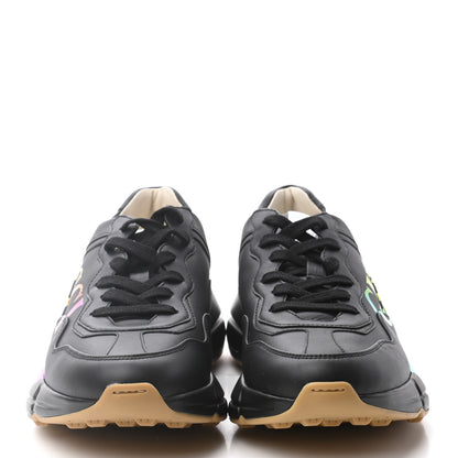 Gucci Calfskin Iridescent Logo Womens Rhyton Sneakers 39.5 Black 2 of 8