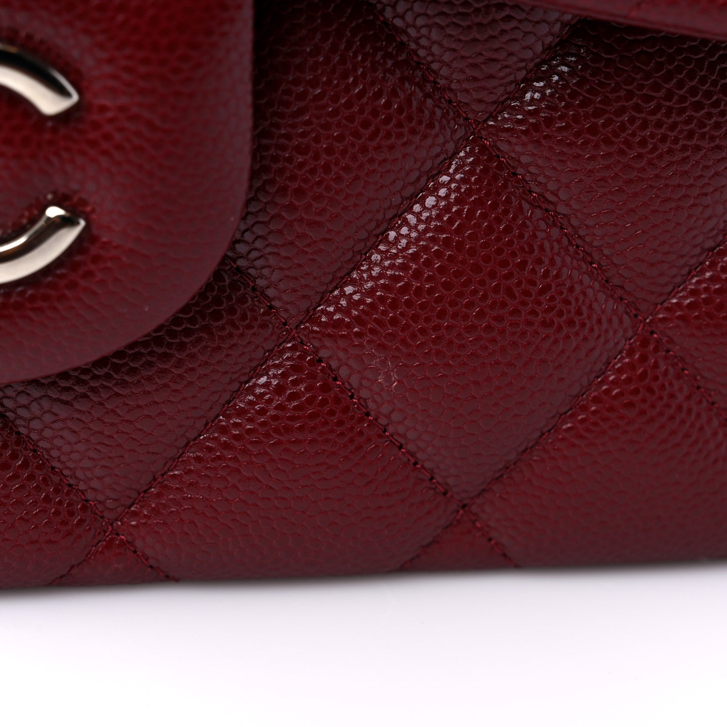 Chanel Caviar Quilted Jumbo Double Flap Dark Red 11 of 12