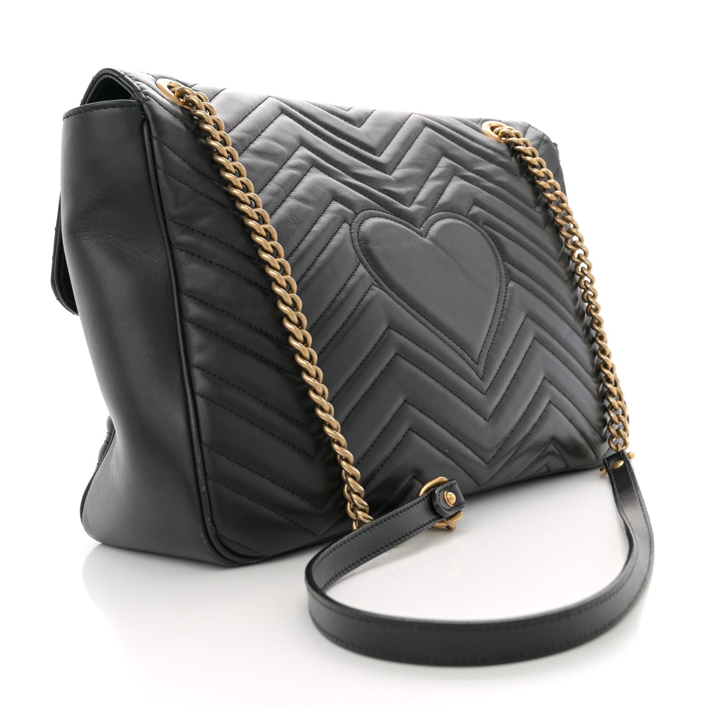 Calfskin Matelasse Large GG Marmont Shoulder Bag Black