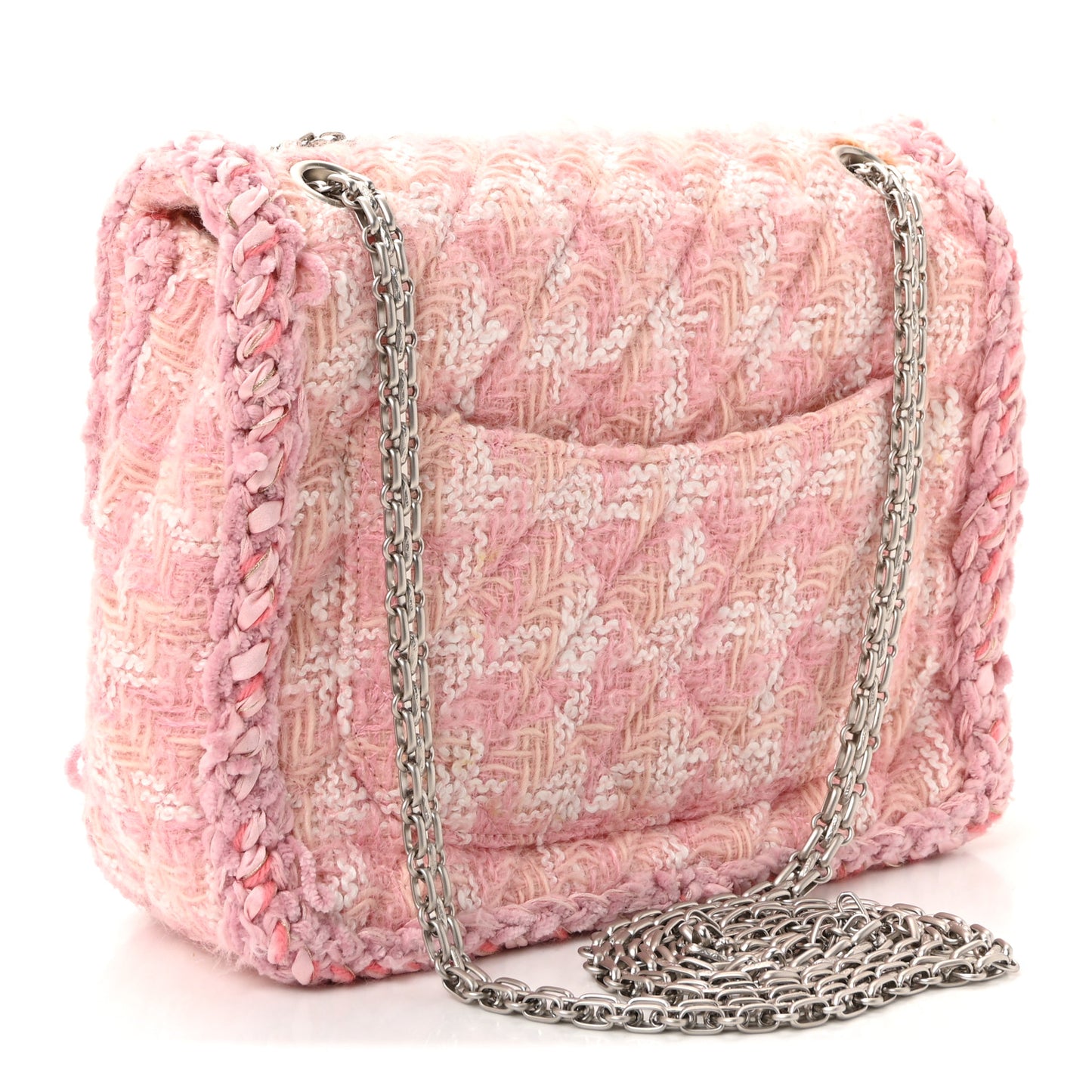 Tweed Braid Mini Reissue Square Flap Pink White