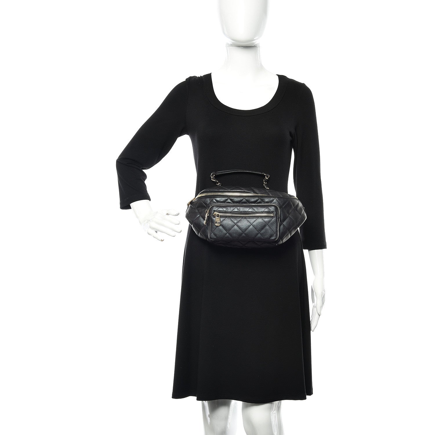 Chanel Iridescent Calfskin Quilted All About Waist Belt Bag Black 2 of 9