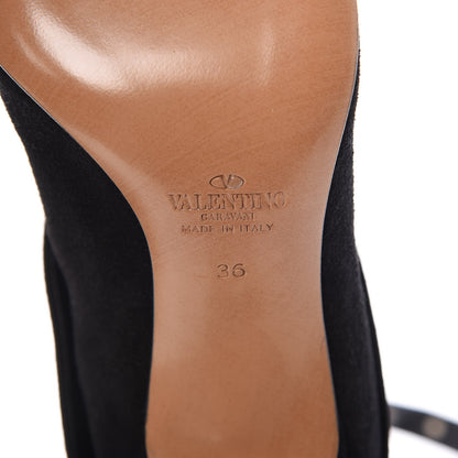 Valentino Garavani Suede Rockstud Foldover Tie 90mm Boots 36 Black 6 of 7