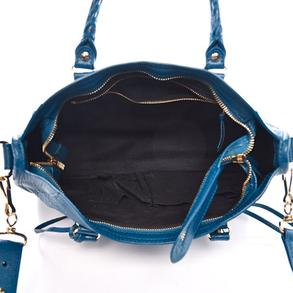 Balenciaga Shiny Goatskin Gold Metallic Edge Hardware S City Bleu Abysse 5 of 10