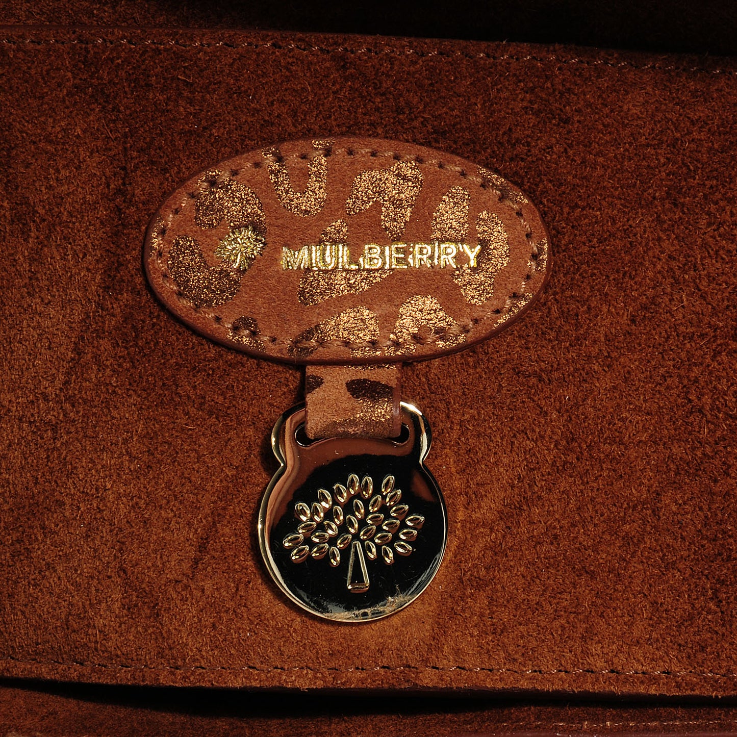 Metallic Leopard Bayswater Satchel Camel