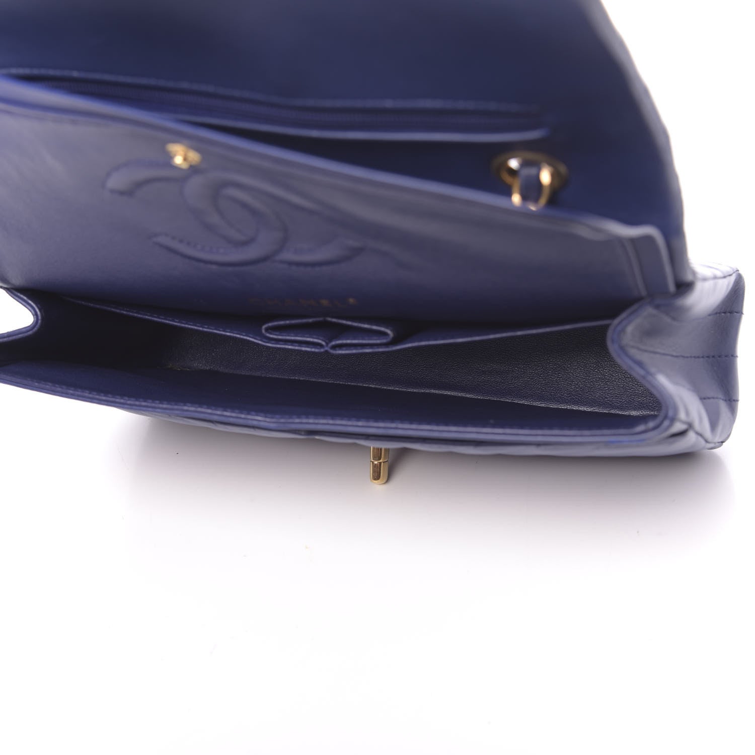 Chanel Lambskin Chevron Quilted Medium Double Flap Blue 5 of 12