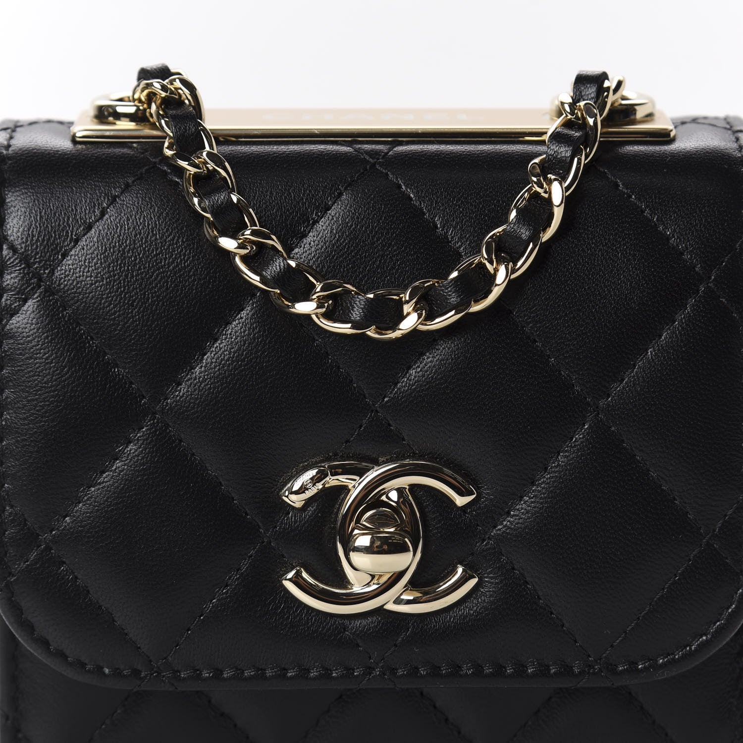 Chanel Lambskin Quilted Mini Trendy CC Chain Wallet Black 9 of 10