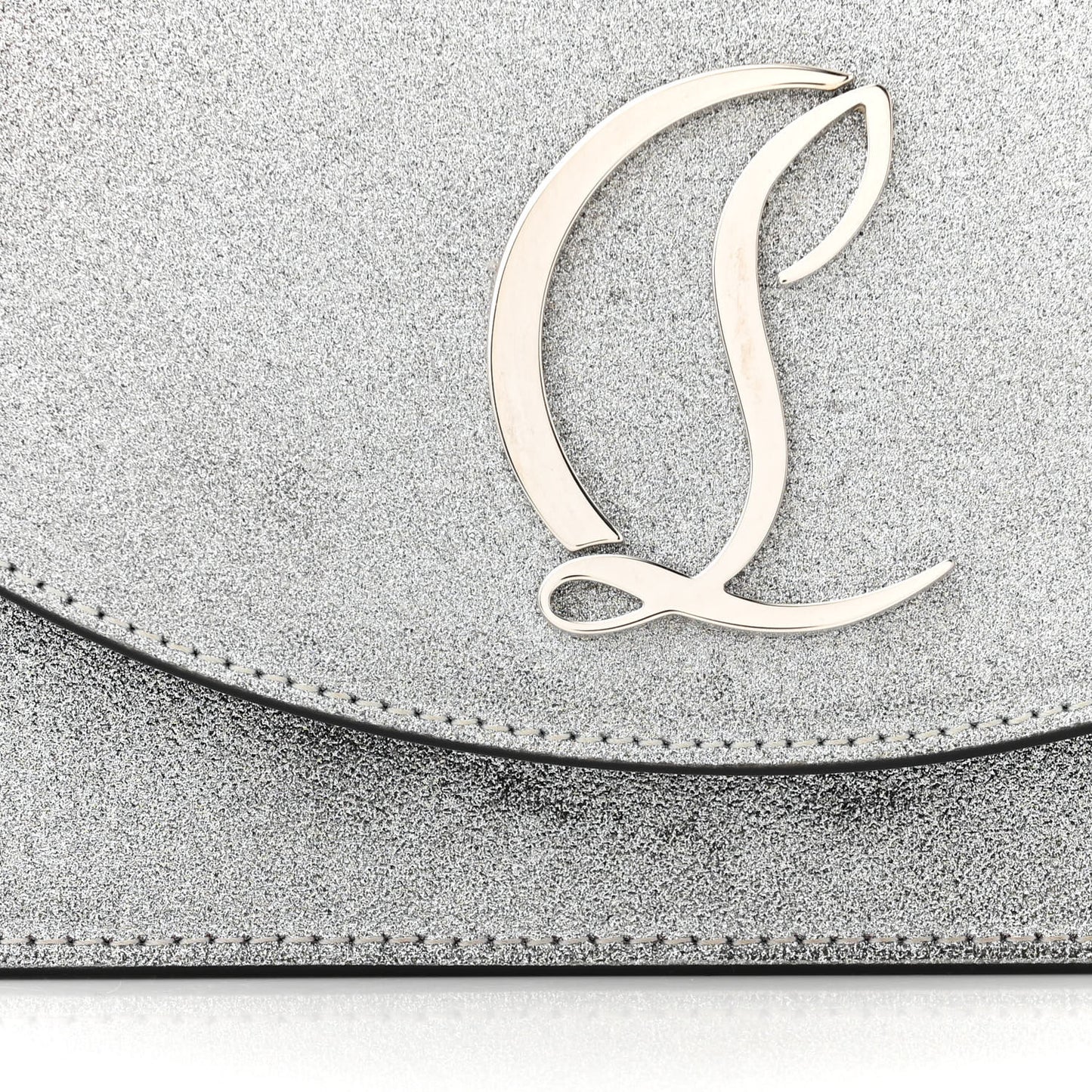 Glitter Calfskin Loubi54 Crossbody Clutch Silver