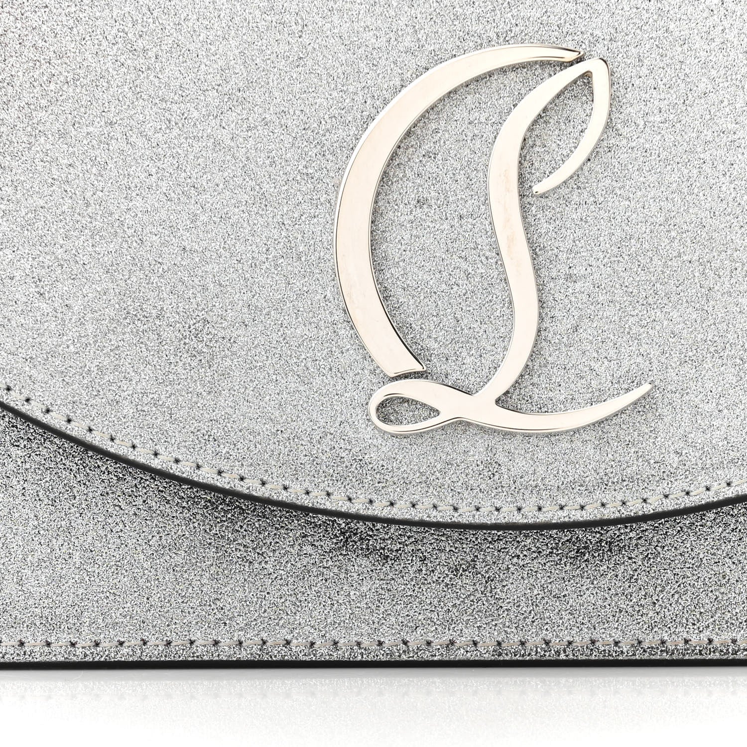 Christian Louboutin Glitter Calfskin Loubi54 Crossbody Clutch Silver 11 of 13