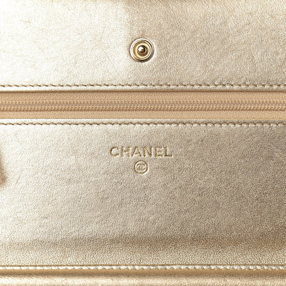 Chanel Metallic Lambskin Quilted Wallet On Chain WOC Gold 6 of 12