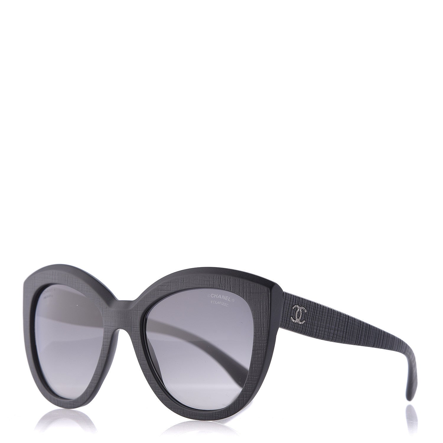 Chanel Tweed Effect CC Polarized Butterfly Signature Sunglasses 5332 Black 1 of 7
