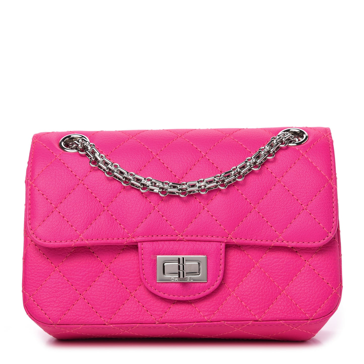 Goatskin Quilted 2.55 Reissue Mini Flap Fluorescent Pink