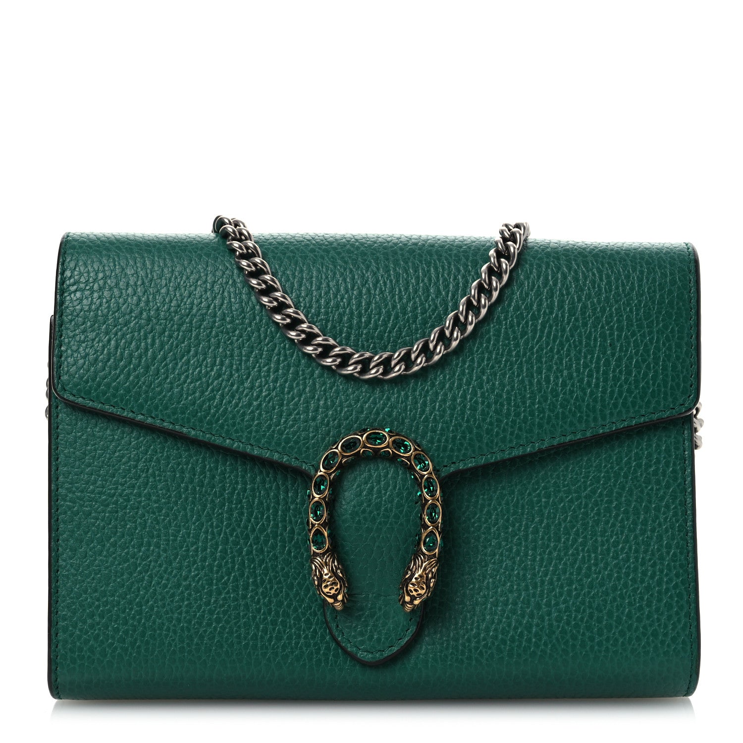 Gucci Calfskin Mini Dionysus Chain Wallet Emerald 1 of 14