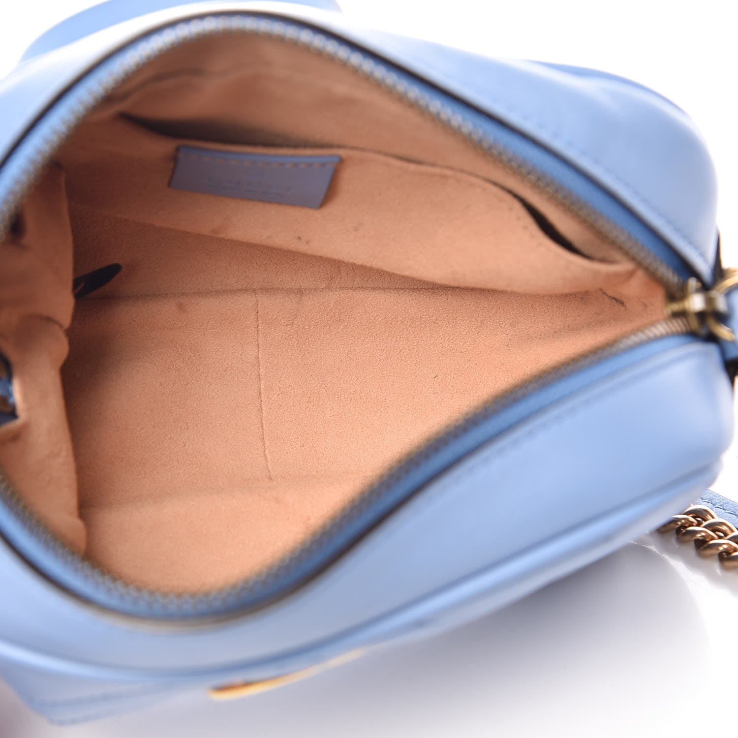 Gucci Calfskin Matelasse Mini GG Marmont Chain Shoulder Bag Clear Sky Blue 5 of 8