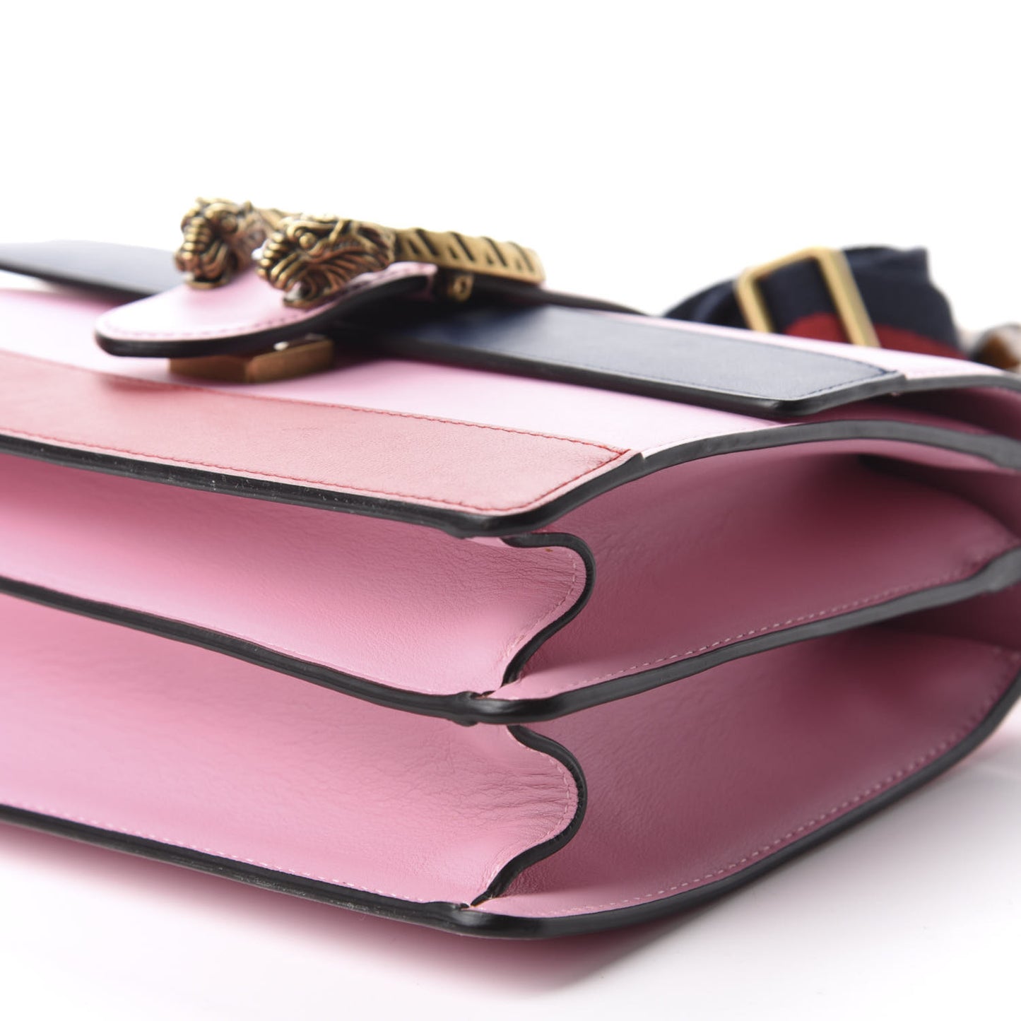 Moon Calfskin Web Medium Dionysus Bamboo Top Handle Bag Sugar Pink Blue Agata Hibiscus Red