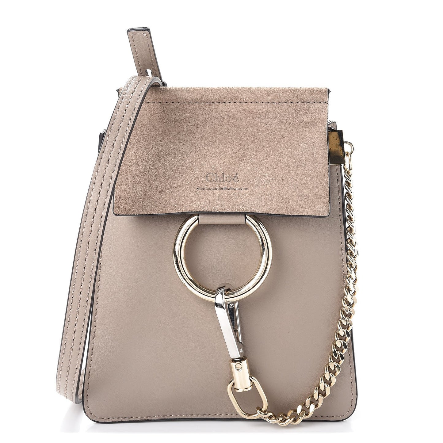 Suede Calfskin Mini Faye Bracelet Bag Motty Grey