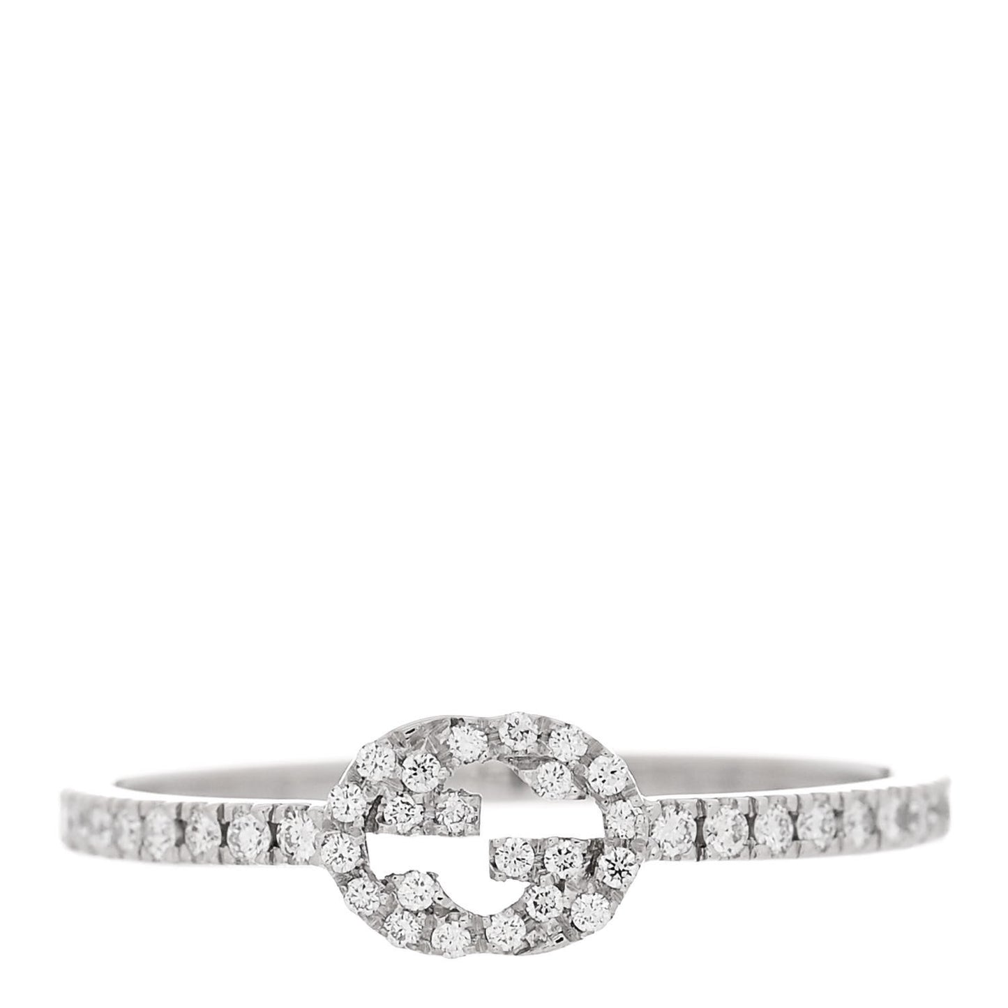 18K White Gold Diamond Interlocking G Ring 53 6.25