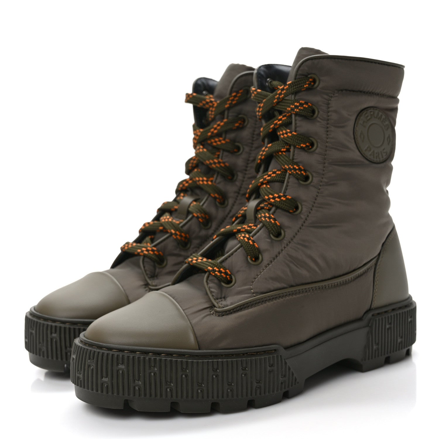 Hermes Calfskin Parachute Fresh Ankle Boots 37.5 Khaki 3 of 10