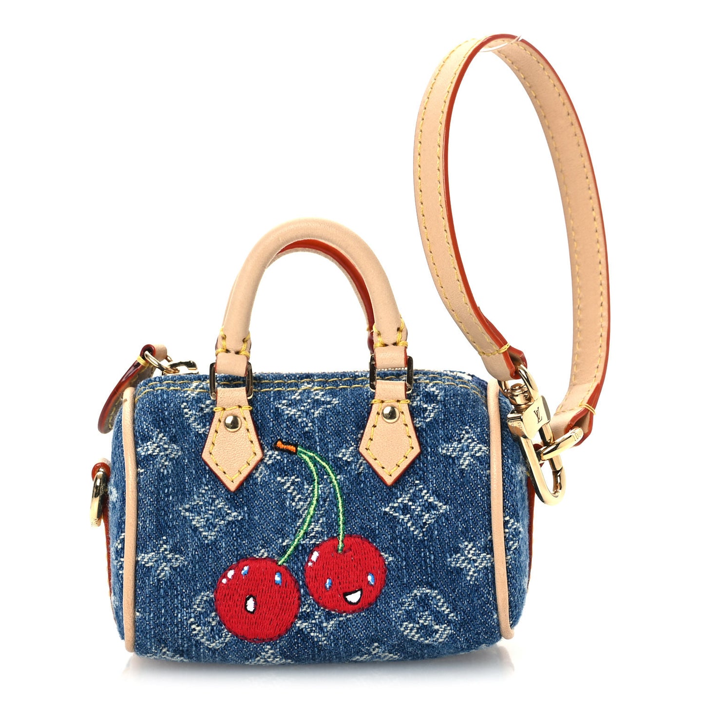 LV X TM Monogram Denim Cerises Micro Speedy Bag Charm Blue