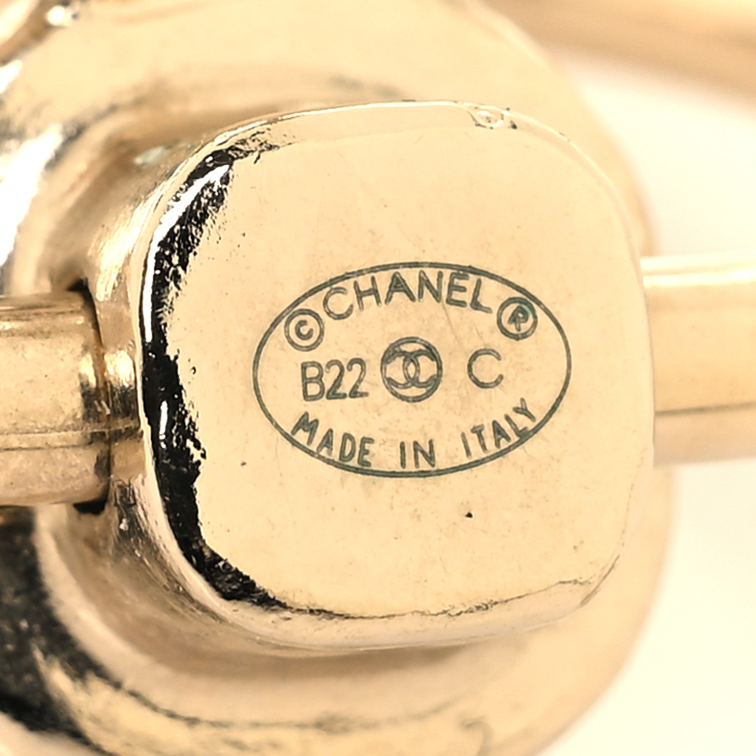 Chanel Metal Pearl CC Hoop Drop Earrings Gold 4 of 5
