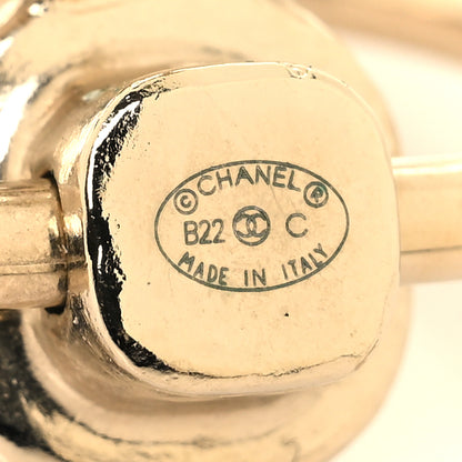 Chanel Metal Pearl CC Hoop Drop Earrings Gold 4 of 5