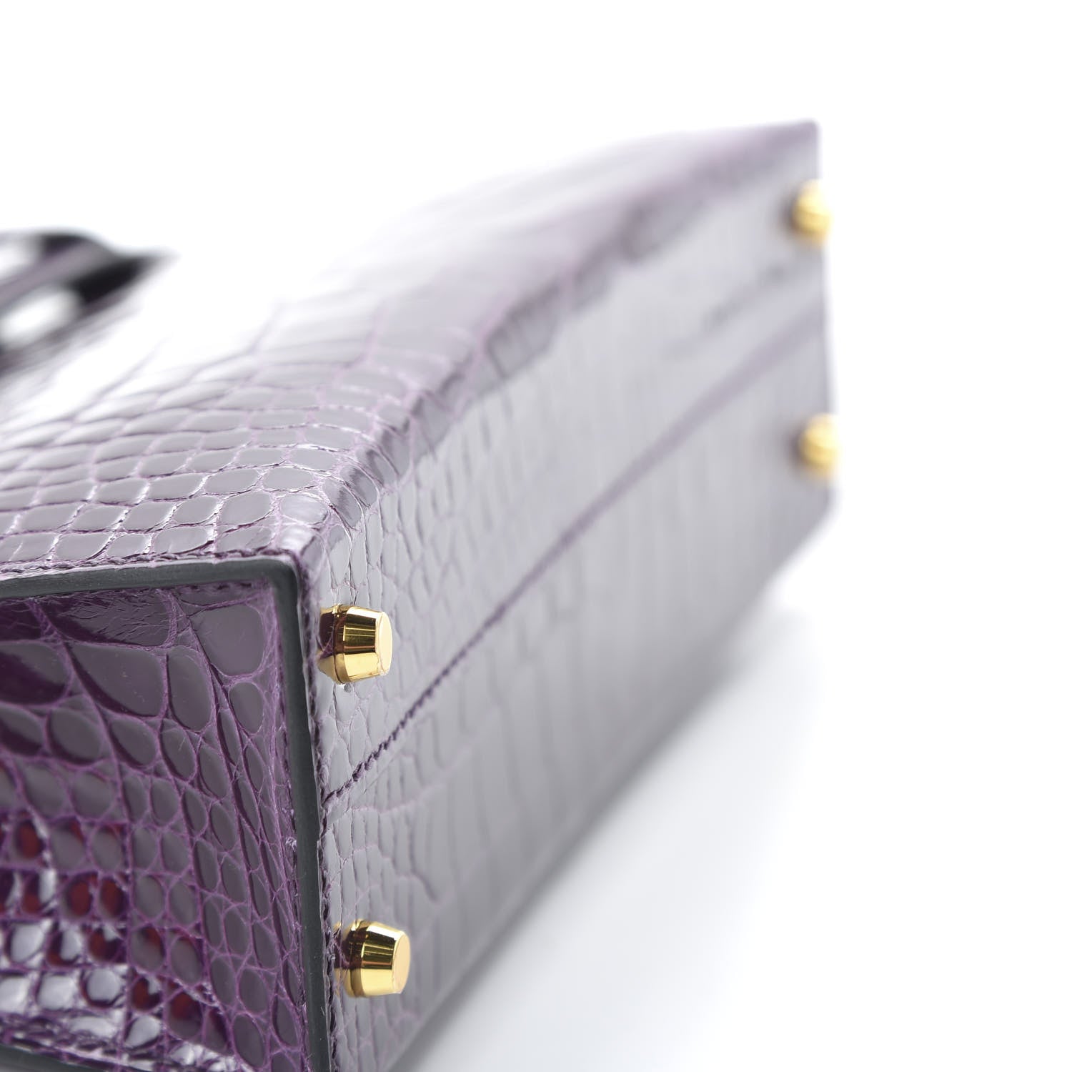 Hermes Shiny Alligator Mini Kelly Sellier 20 Cassis 7 of 31