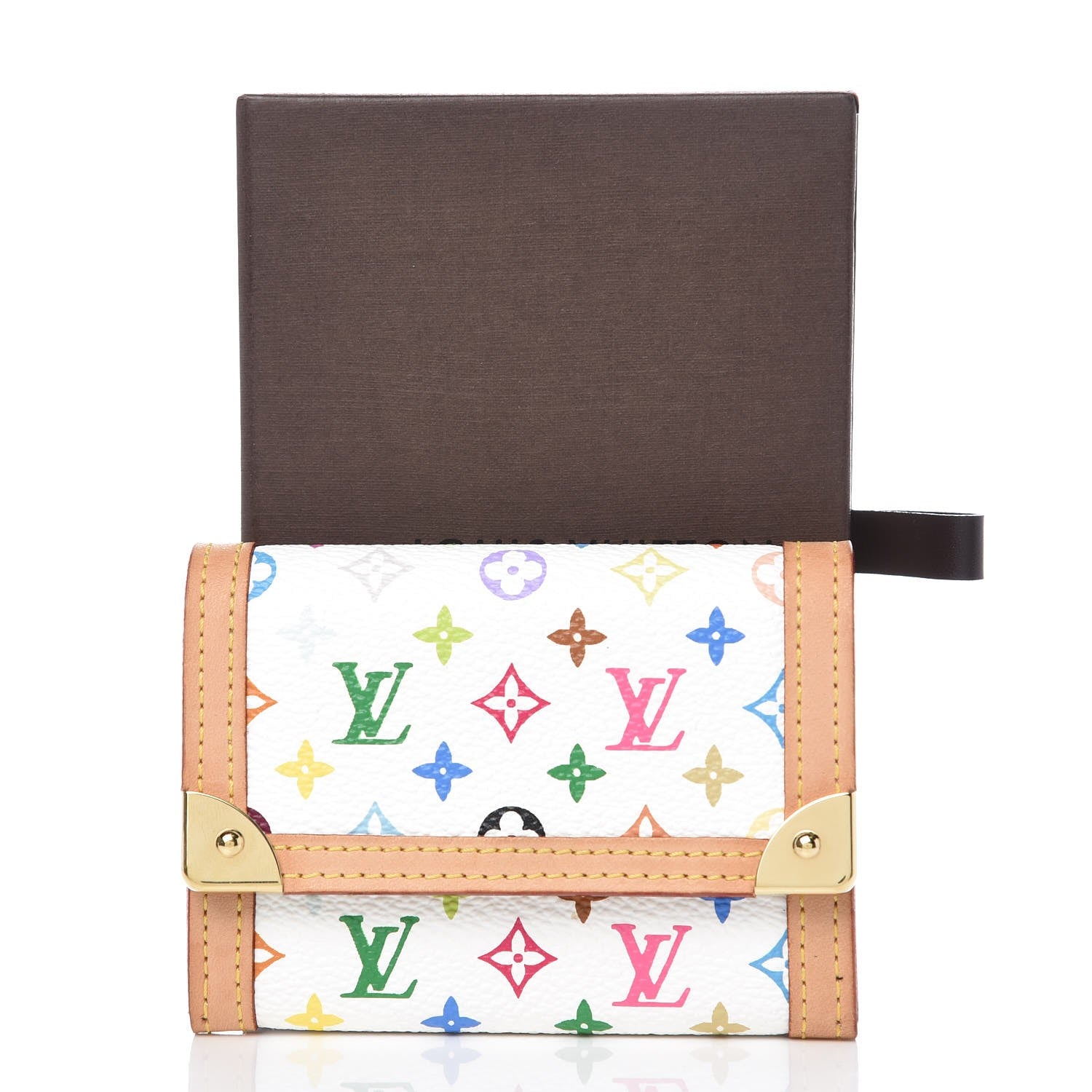 Louis Vuitton Monogram Multicolor Porte-Monnaie Plat Coin Purse White 7 of 7